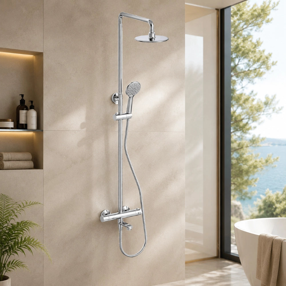 Zen Comfort Thermostatic Single Handle Bath Mixer + Top Shower + Hande Shower RF4422S