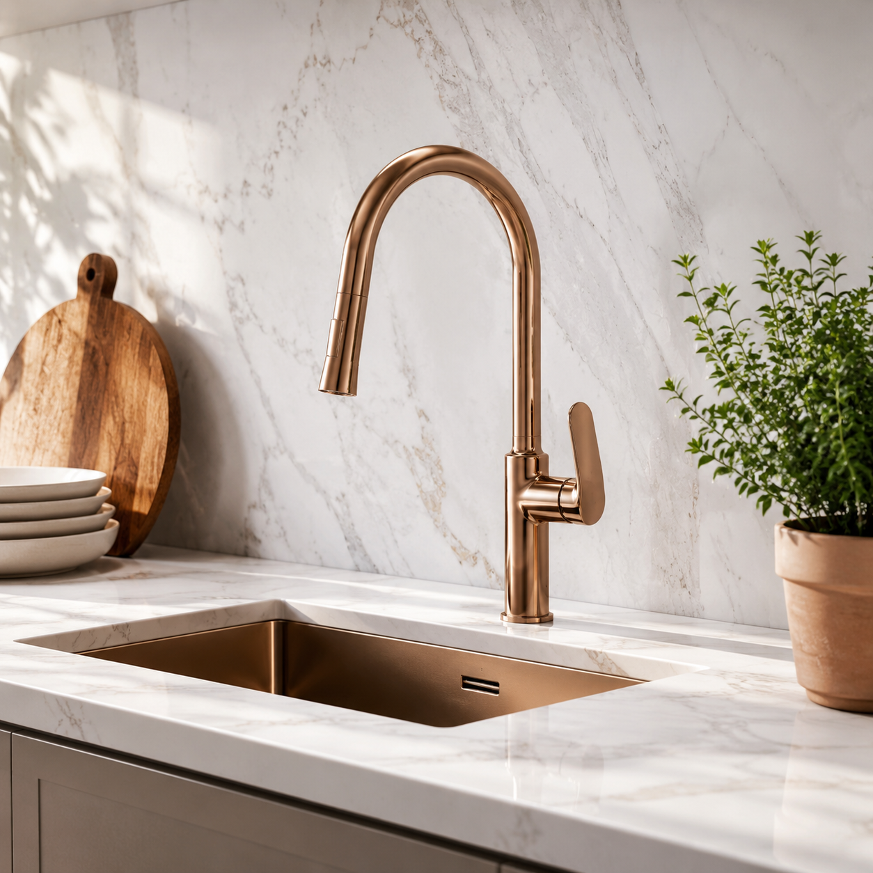 Flora Single Handle Pull-out Kitchen Mixer Rose Gold RF94758