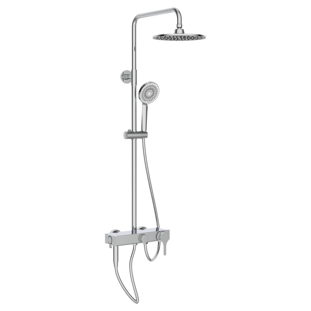 Basic Single Handle Bath Mixer + Top Shower + Hande Shower Gunmetal Gray RF4443