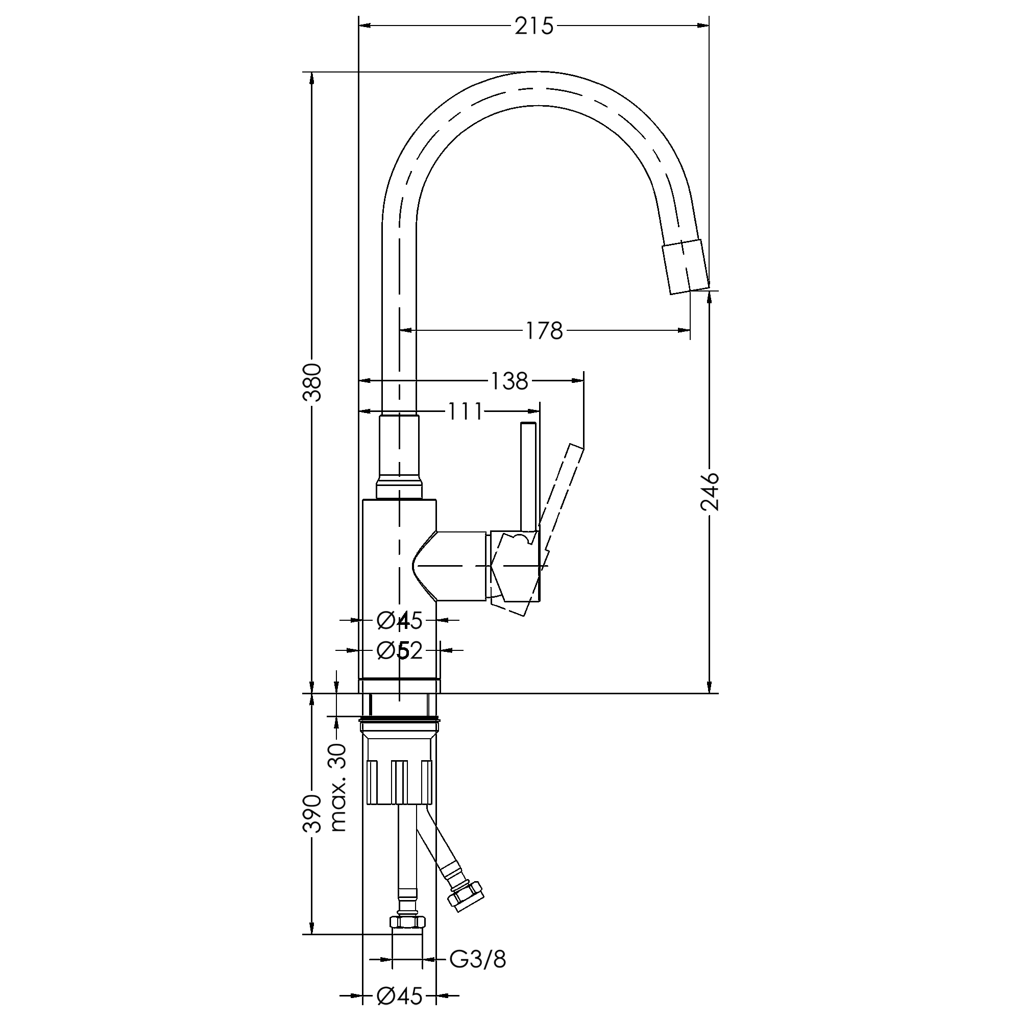 FLEX 360° Single Handle Kitchen Mixer RF62035-3-A-S