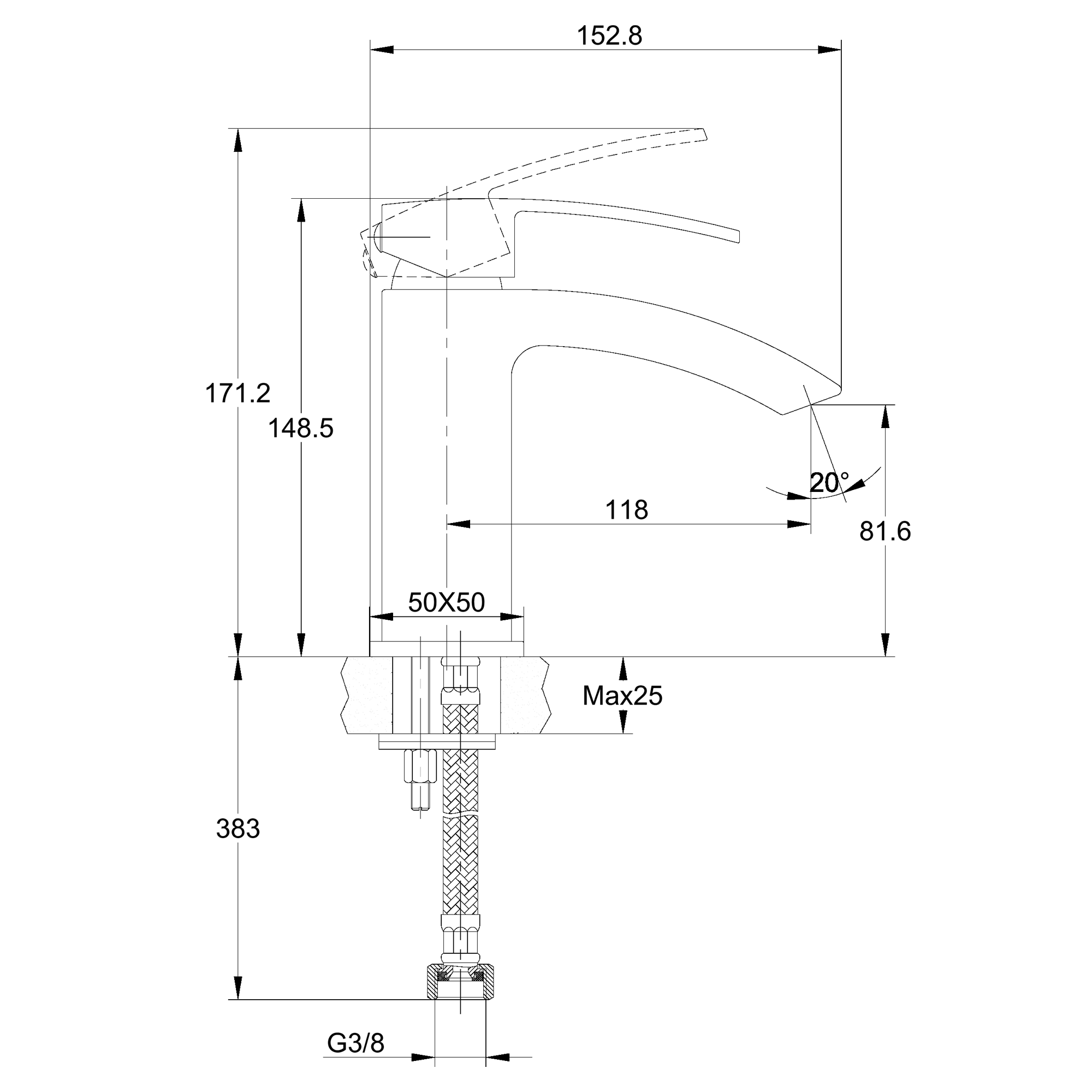 Square Single Handle Basin Mixer RF90783