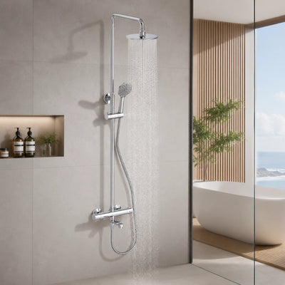 Zen Comfort Thermostatic Single Handle  Bath Mixer + Top Shower + Hande Shower RF4422S