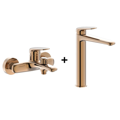 Flora Rose Gold Faucet Set Basin Mixer L RF94753A + Bath Mixer RF94751