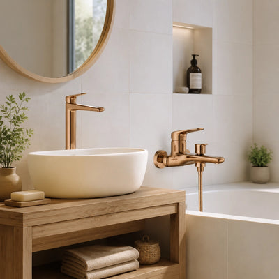 Flora Rose Gold Faucet Set Basin Mixer L RF94753A + Bath Mixer RF94751