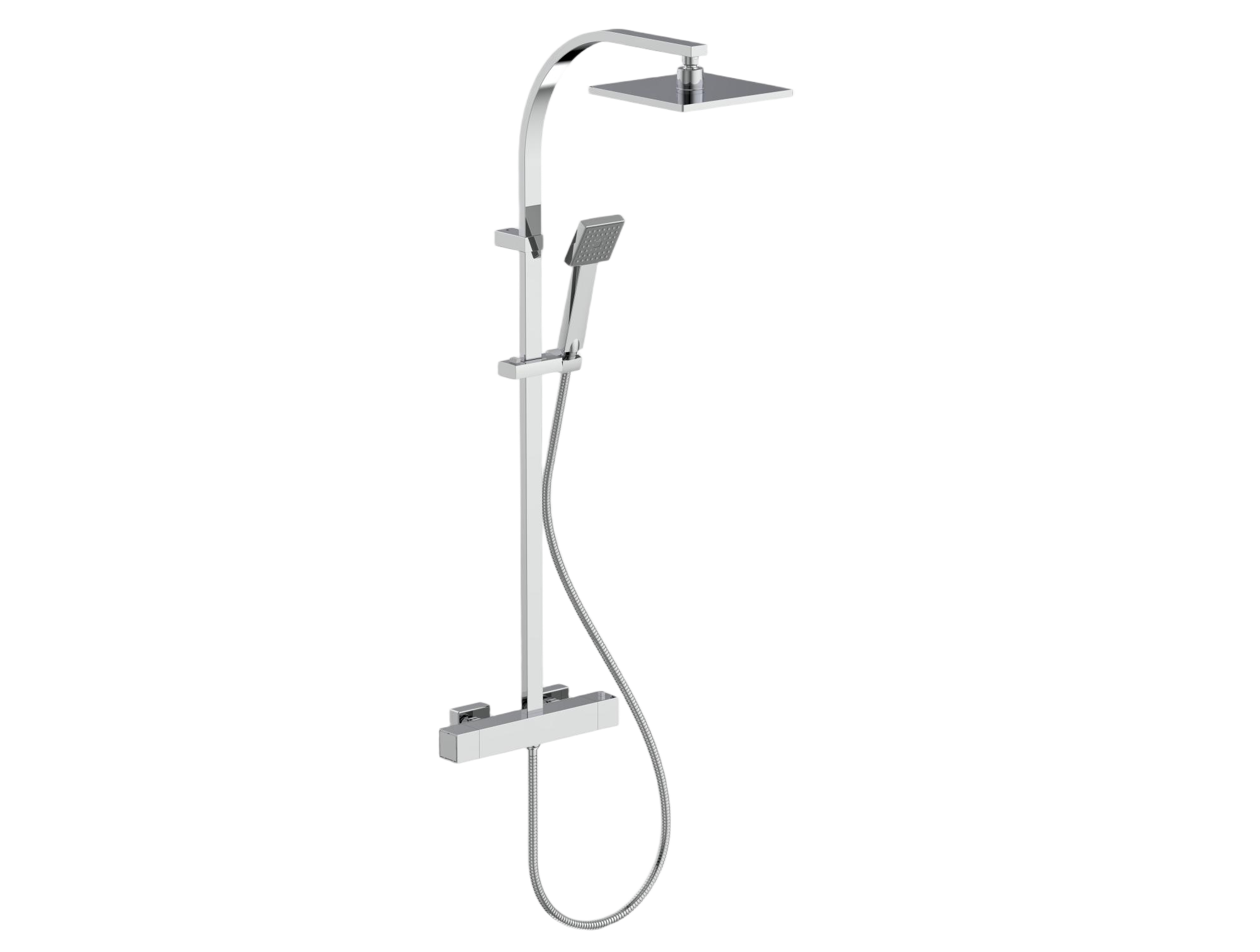 Zen Comfort Square Thermostatic Single Handle  Bath Mixer + Top Shower + Hande Shower RF4373-2S