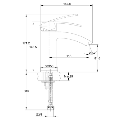 Square Single Handle Basin Mixer RF90783