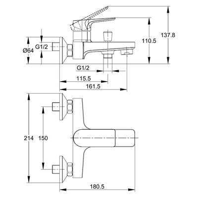 Iris Single Handle Bath Mixer RF92861