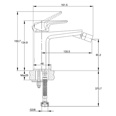 Iris Single Handle Bidet Mixer RF92864