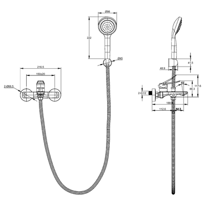 Vera Single Handle Bath Mixer with Hand Shower RF93761.02