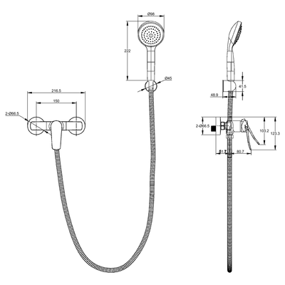 Vera Single Handle Shower Mixer with Hand Shower RF93767.02