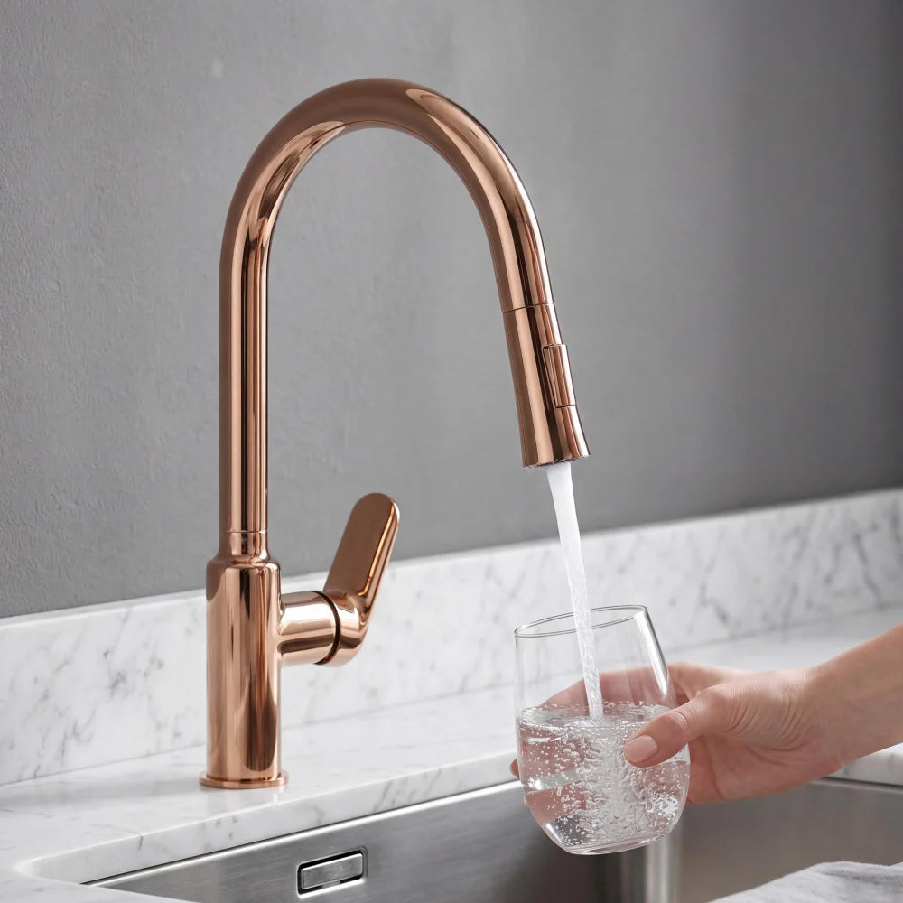 Flora Single Handle Pull-out Kitchen Mixer Rose Gold RF94758